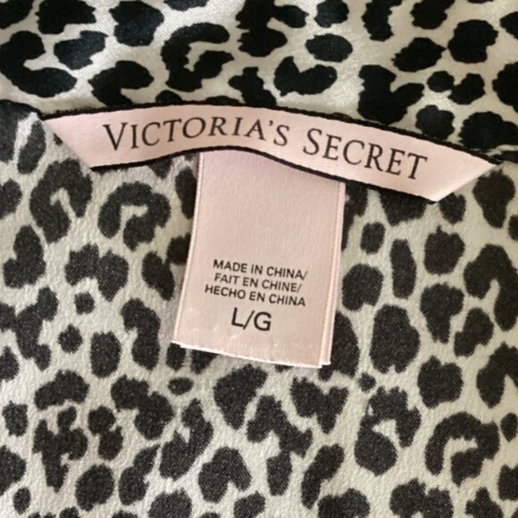 Victoria's Secret PJ Button-Up Sleep Shirt/Dress/Tunic Leopard Print L #163J - Picture 6 of 7